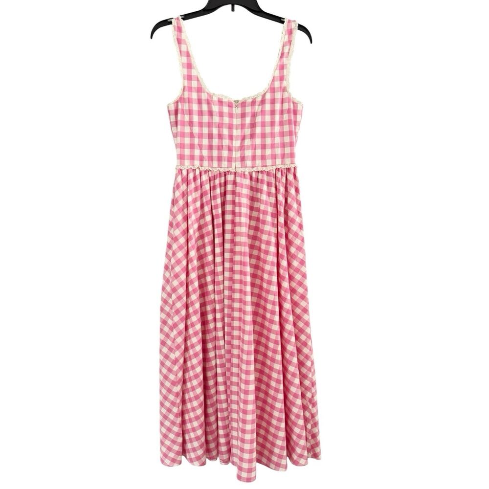 NWOT WAYF Gracie Pink Gingham Cotton Midi Dress Size Small - Picture 2 of 8